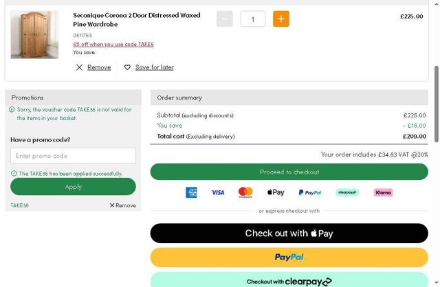 Wilko checkout page showing Wilko promo code box | Screenshot taken by SimplyCodes community member on Jul 10, 2025