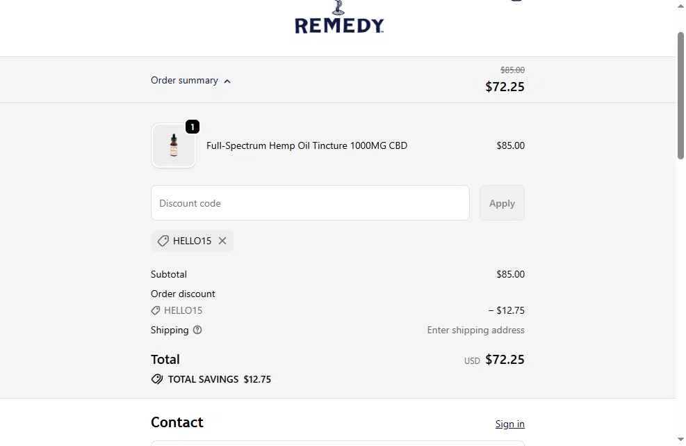 Willie's Remedy checkout page showing Willie's Remedy discount code box | Screenshot taken by SimplyCodes community member on Jan 30, 2026