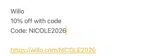 Willo coupon verification screenshot