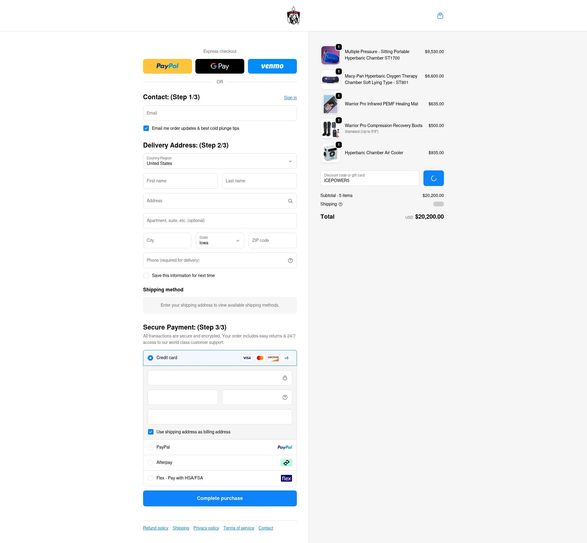Warrior Willpower checkout page showing Warrior Willpower discount code box | Screenshot taken by SimplyCodes community member on Jan 4, 2026