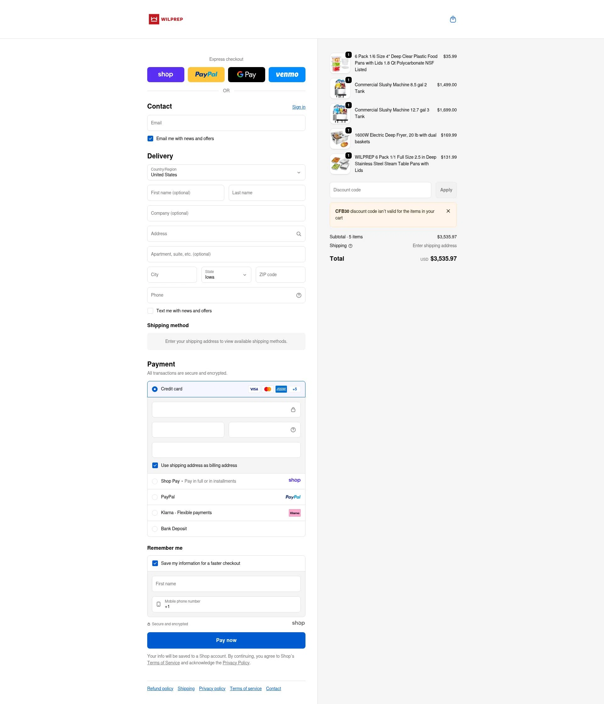 Wilprep checkout page showing Wilprep promo code box | Screenshot taken by SimplyCodes community member on Jan 5, 2026