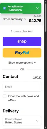 LIVINGSTON coupon verification screenshot