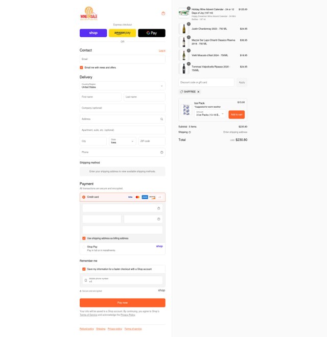 Wine On Sale checkout page showing Wine On Sale coupon code box | Screenshot taken by SimplyCodes community member on Sep 8, 2025