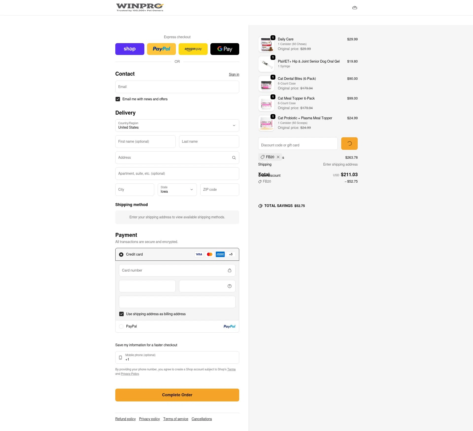 Winpro checkout page showing Winpro discount code box | Screenshot taken by SimplyCodes community member on Feb 5, 2026