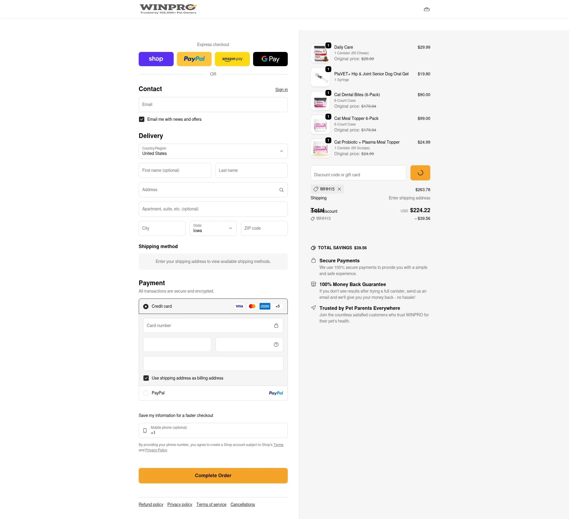 Winpro checkout page showing Winpro discount code box | Screenshot taken by SimplyCodes community member on Feb 5, 2026