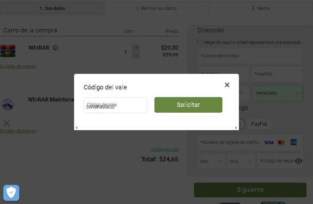 WinRAR checkout page showing WinRAR promo code box | Screenshot taken by SimplyCodes community member on Aug 12, 2025