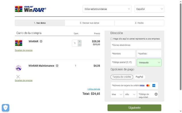 WinRAR checkout page showing WinRAR promo code box | Screenshot taken by SimplyCodes community member on Aug 15, 2025