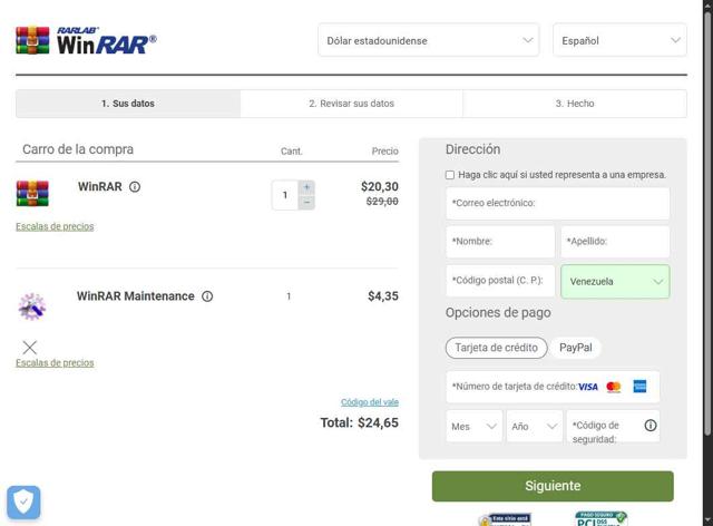 WinRAR checkout page showing WinRAR promo code box | Screenshot taken by SimplyCodes community member on Sep 5, 2025