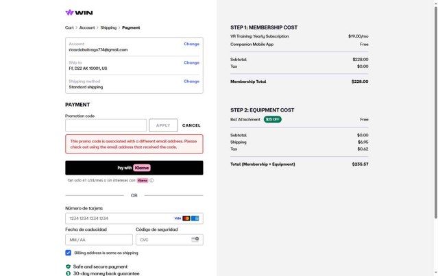WIN Reality checkout page showing WIN Reality promo code box | Screenshot taken by SimplyCodes community member on Apr 28, 2025