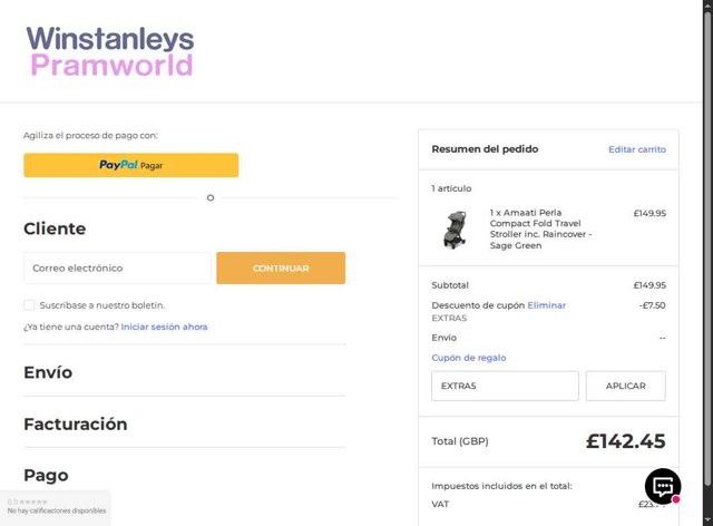Winstanleys Pramworld checkout page showing Winstanleys Pramworld promo code box | Screenshot taken by SimplyCodes community member on Aug 17, 2025