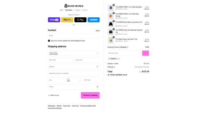 WIRED checkout page showing WIRED promo code box | Screenshot taken by SimplyCodes community member on Aug 15, 2025
