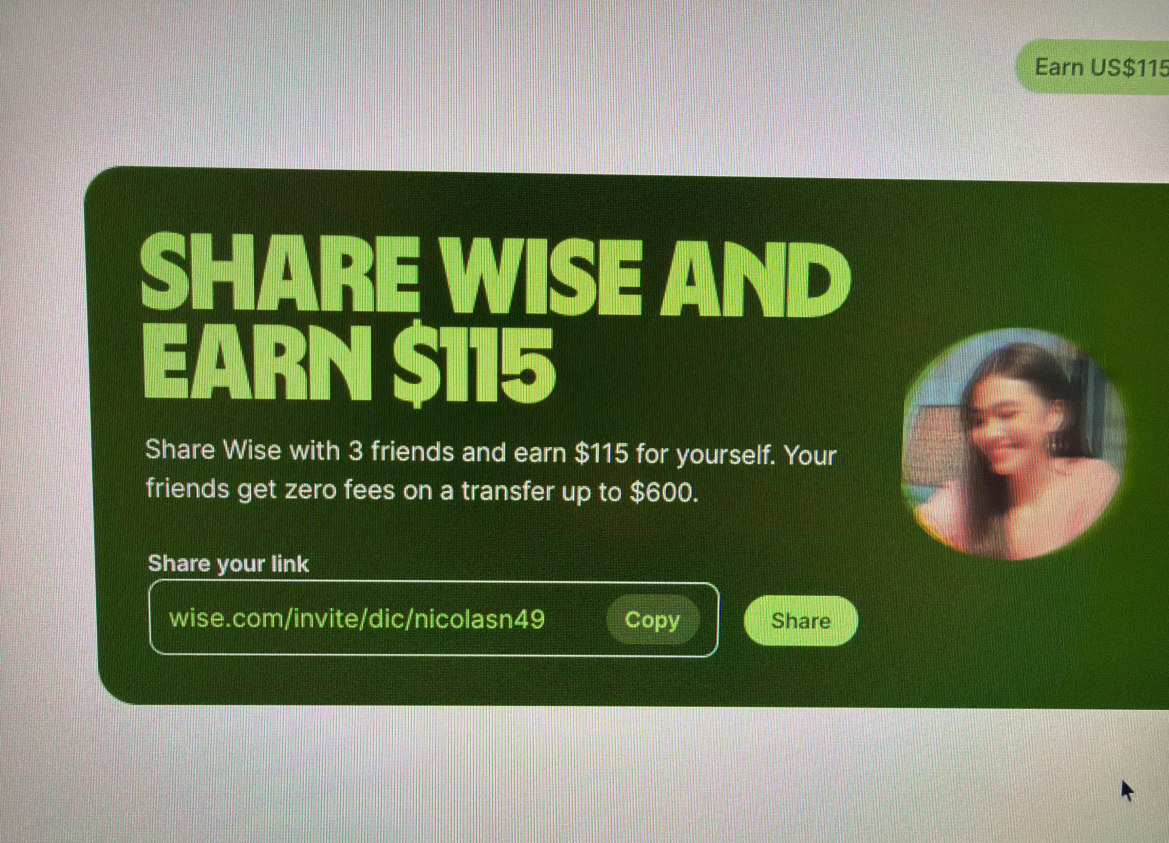 Wise coupon code screenshot showing code nicolasn49 applied at Wise checkout page. Uploaded by SimplyCodes community member Nico123456789 on Dec 4, 2025