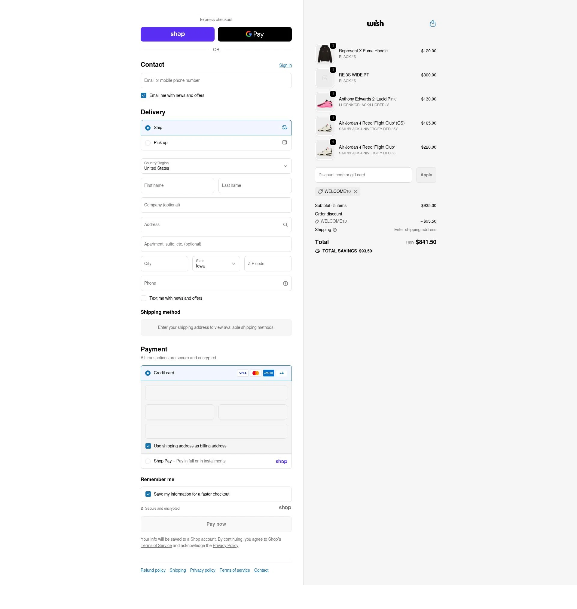 Wish Atlanta checkout page showing Wish Atlanta promo code box | Screenshot taken by SimplyCodes community member on Jan 21, 2026