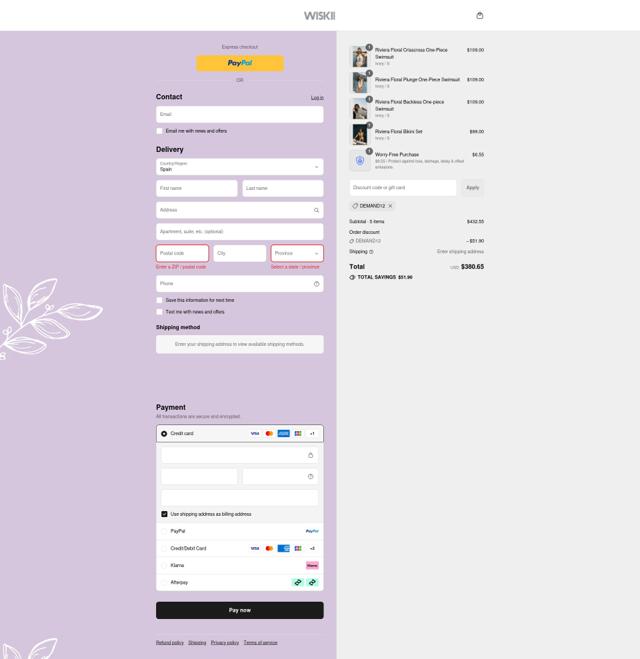 Wiskii Active checkout page showing Wiskii Active discount code box | Screenshot taken by SimplyCodes community member on Aug 12, 2025