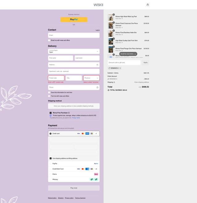 Wiskii Active checkout page showing Wiskii Active discount code box | Screenshot taken by SimplyCodes community member on Aug 26, 2025