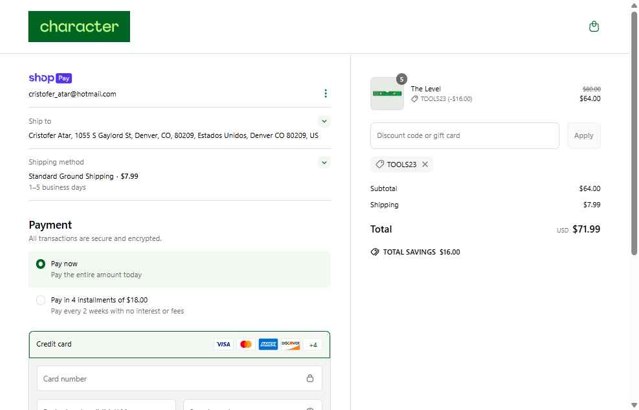 Character checkout page showing Character promo code box | Screenshot taken by SimplyCodes community member on Jun 2, 2025
