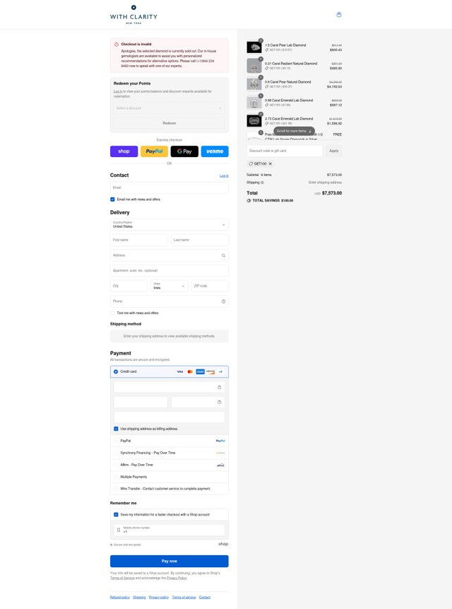 With Clarity checkout page showing With Clarity discount code box | Screenshot taken by SimplyCodes community member on Aug 31, 2025