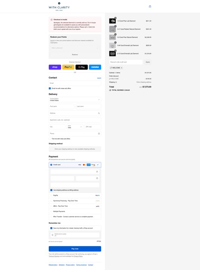 With Clarity checkout page showing With Clarity discount code box | Screenshot taken by SimplyCodes community member on Sep 4, 2025
