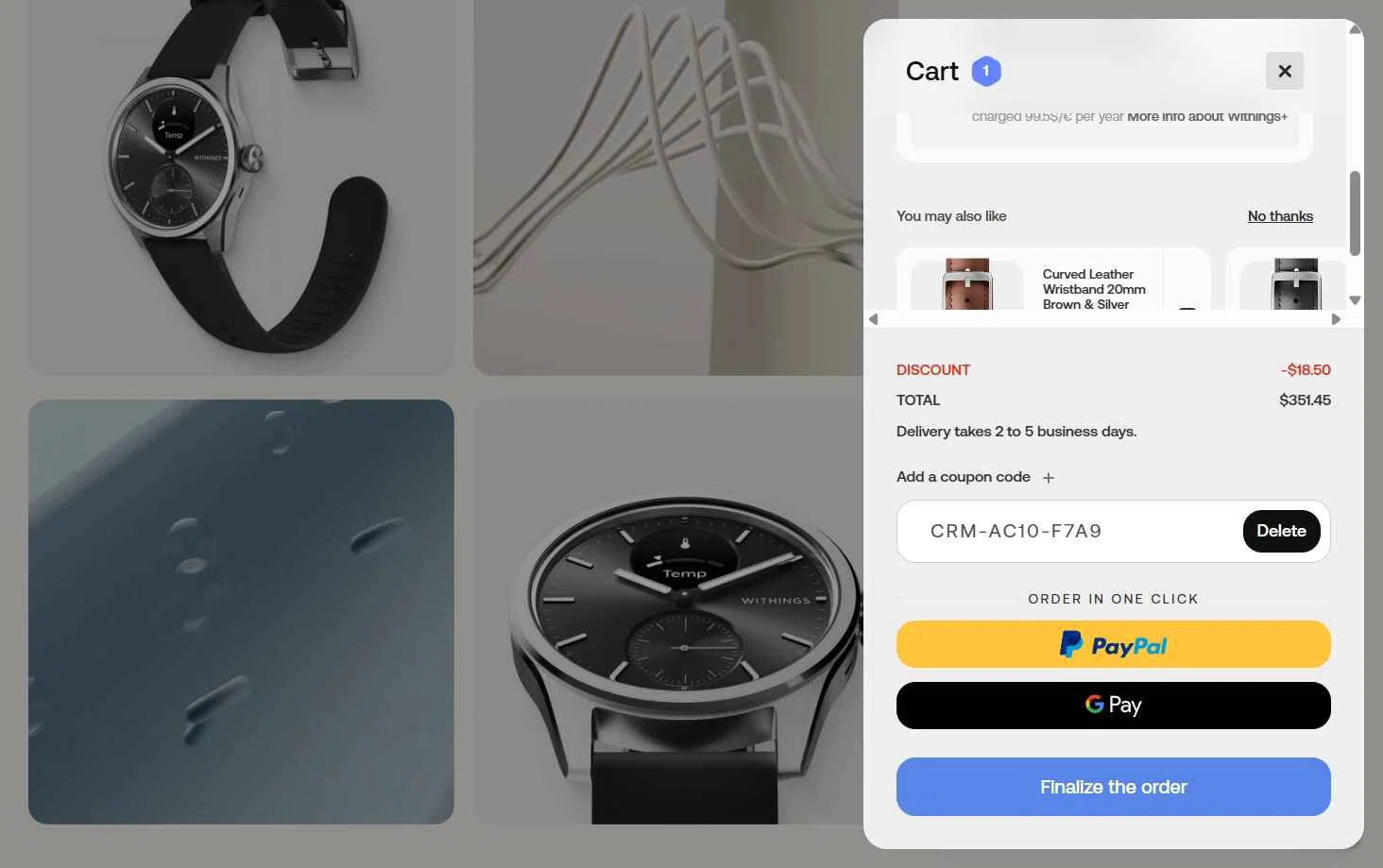 Withings checkout page showing Withings coupon code box | Screenshot taken by SimplyCodes community member on Jul 21, 2025