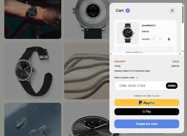 Withings checkout page showing Withings coupon code box | Screenshot taken by SimplyCodes community member on Jul 21, 2025