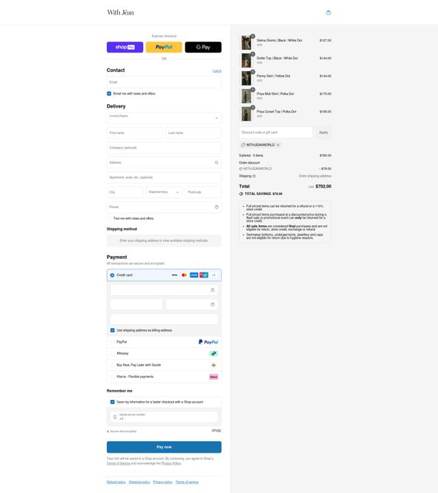 With Jéan checkout page showing With Jéan promo code box | Screenshot taken by SimplyCodes community member on Jul 25, 2025