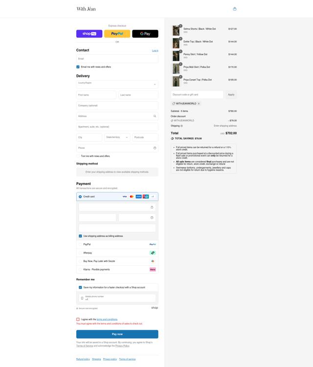 With Jéan checkout page showing With Jéan promo code box | Screenshot taken by SimplyCodes community member on Aug 14, 2025