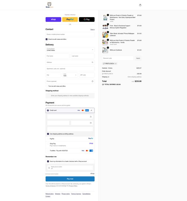 WithLove checkout page showing WithLove promo code box | Screenshot taken by SimplyCodes community member on Sep 25, 2025