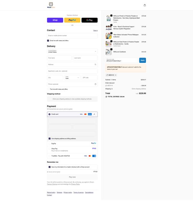 WithLove checkout page showing WithLove promo code box | Screenshot taken by SimplyCodes community member on Sep 25, 2025