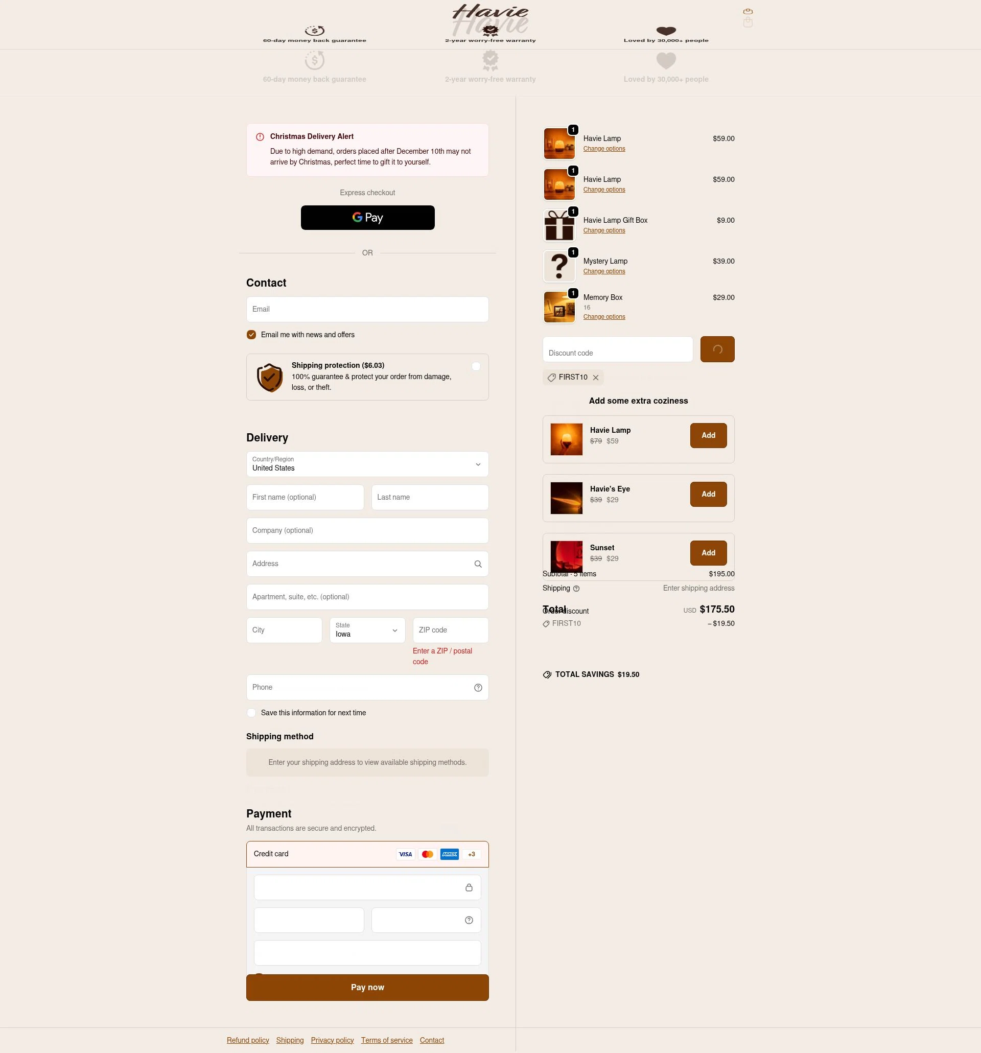 Lunie checkout page showing Lunie promo code box | Screenshot taken by SimplyCodes community member on Dec 28, 2025