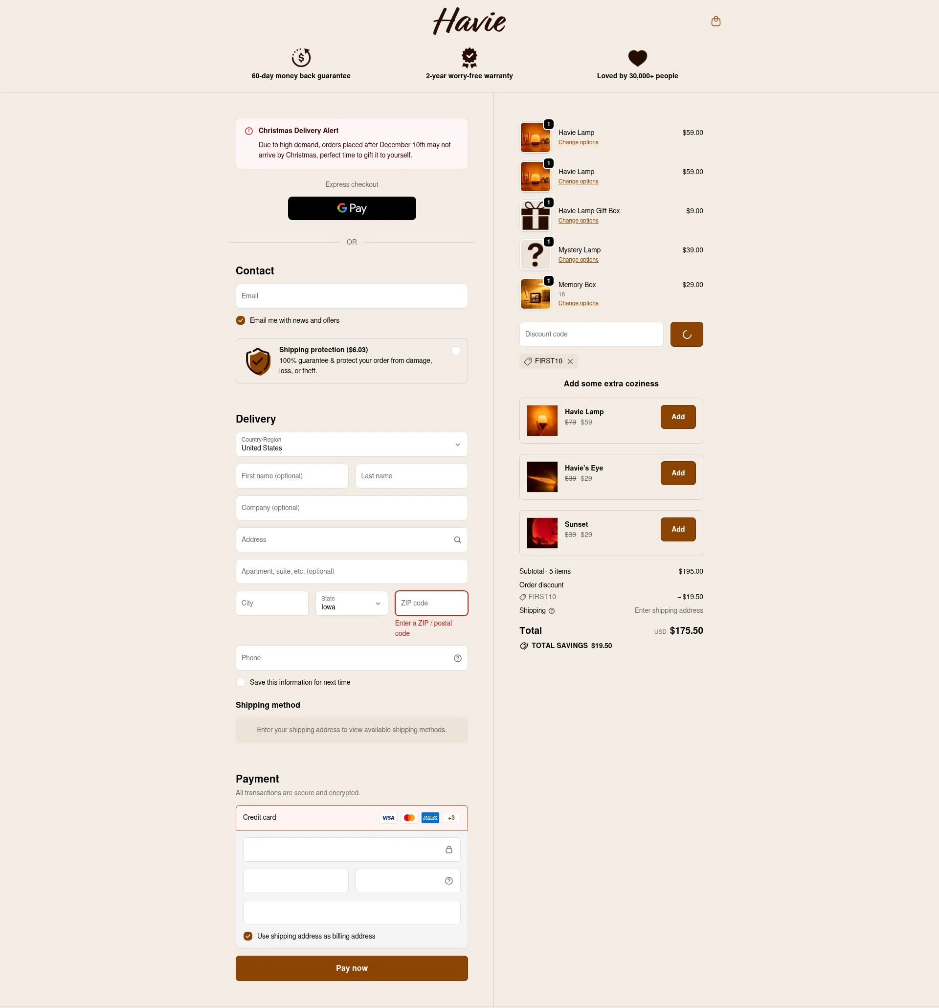 Lunie checkout page showing Lunie promo code box | Screenshot taken by SimplyCodes community member on Dec 23, 2025