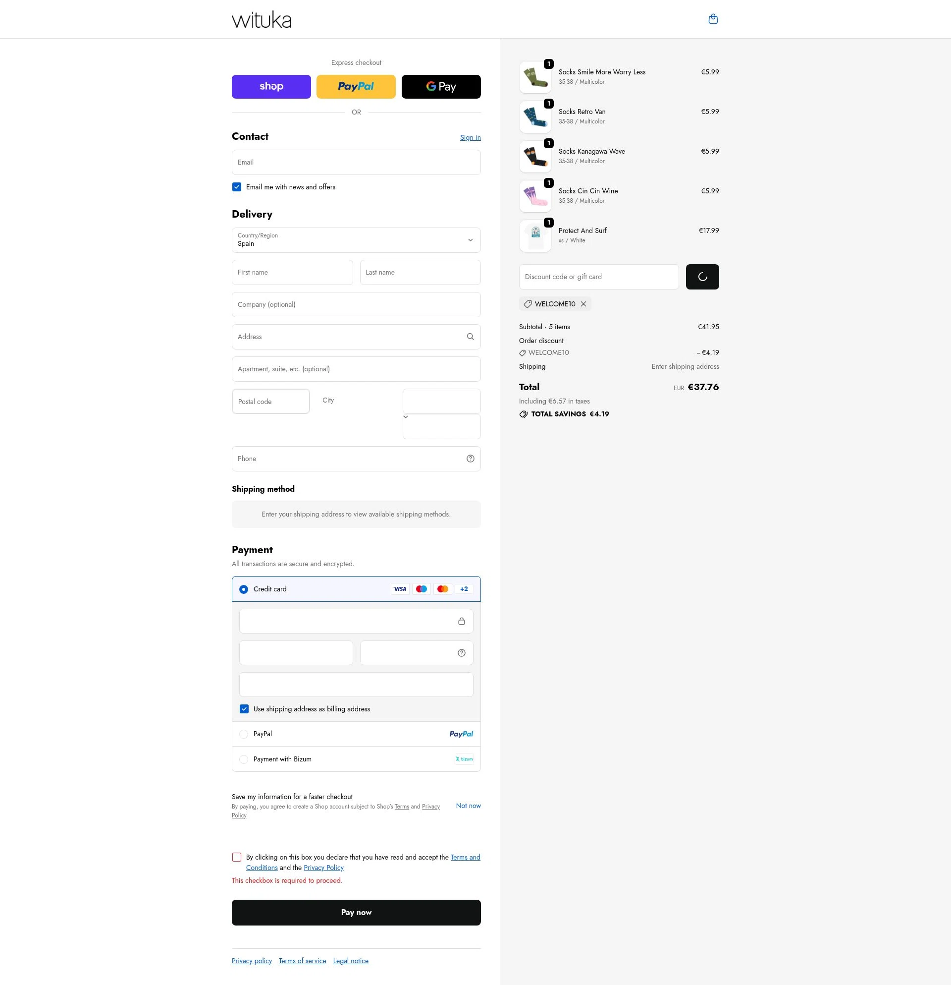 Wituka checkout page showing Wituka discount code box | Screenshot taken by SimplyCodes community member on Feb 14, 2026