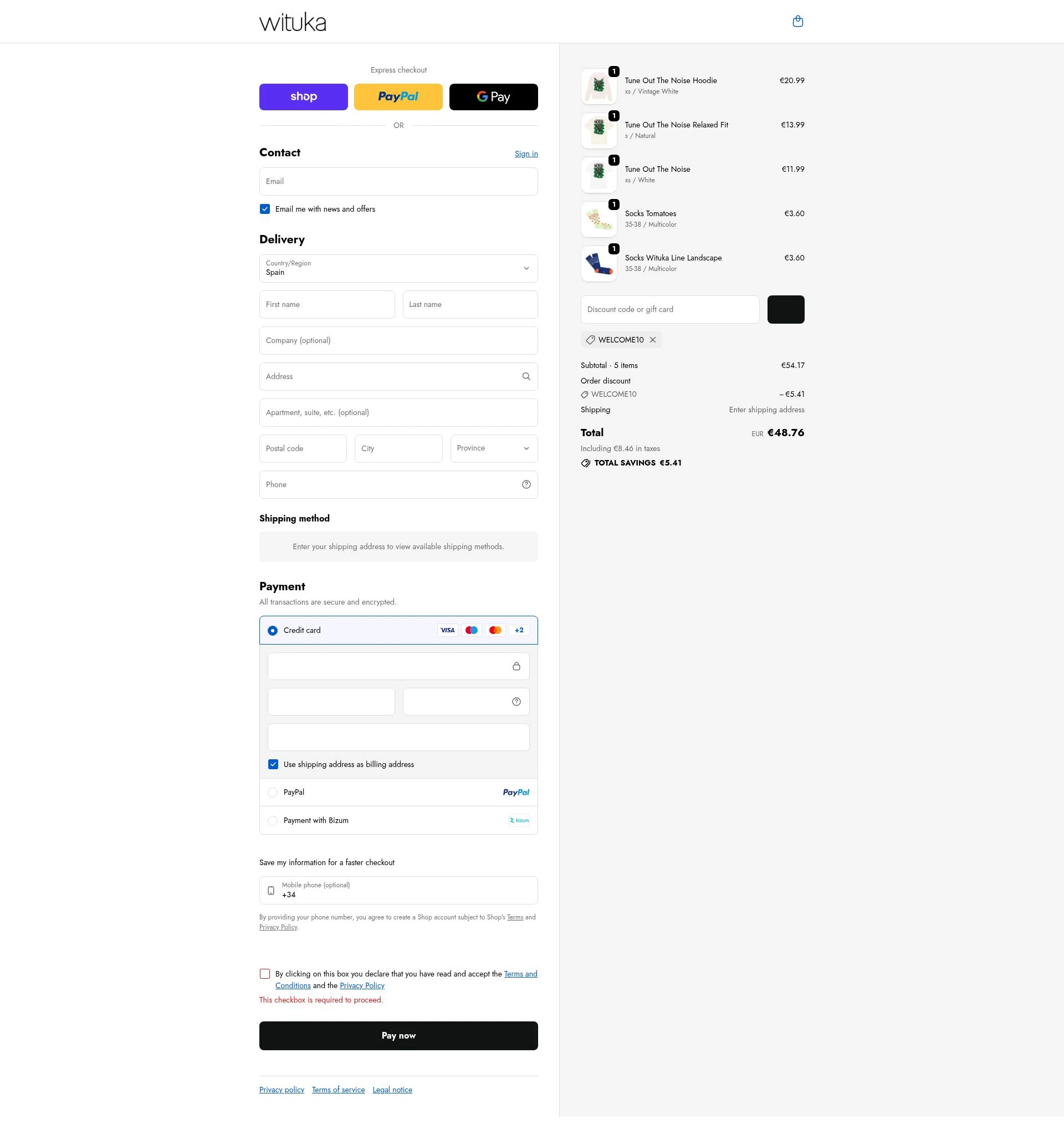 Wituka checkout page showing Wituka discount code box | Screenshot taken by SimplyCodes community member on Feb 1, 2026