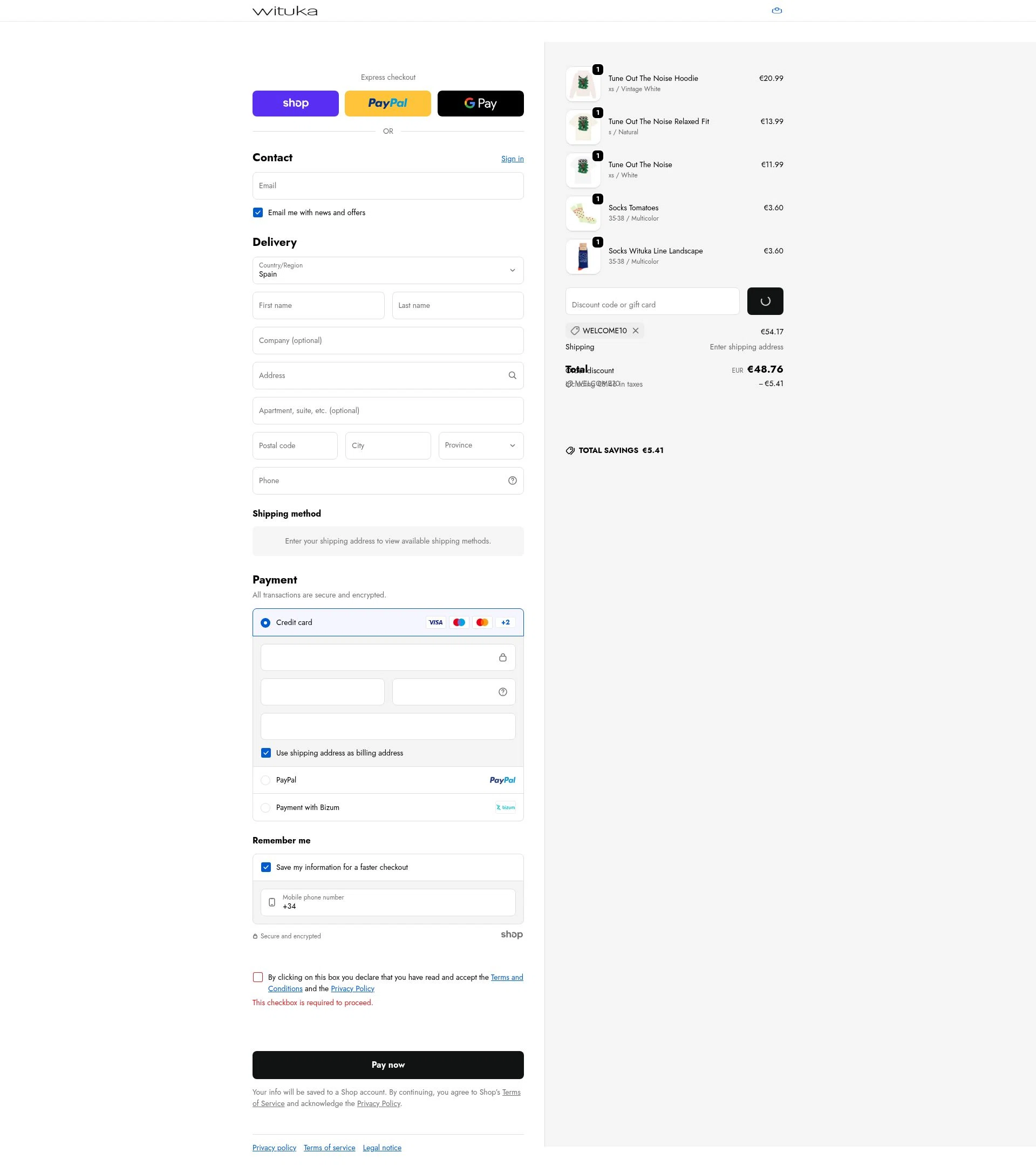 Wituka checkout page showing Wituka discount code box | Screenshot taken by SimplyCodes community member on Jan 23, 2026