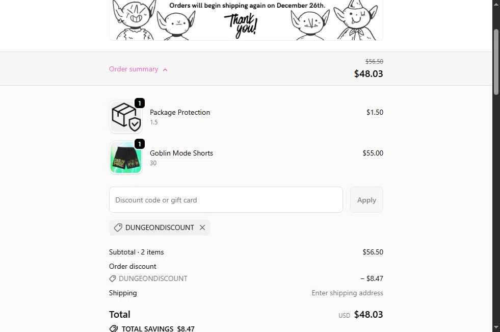 Wizard of Barge checkout page showing Wizard of Barge discount code box | Screenshot taken by SimplyCodes community member on Dec 22, 2025