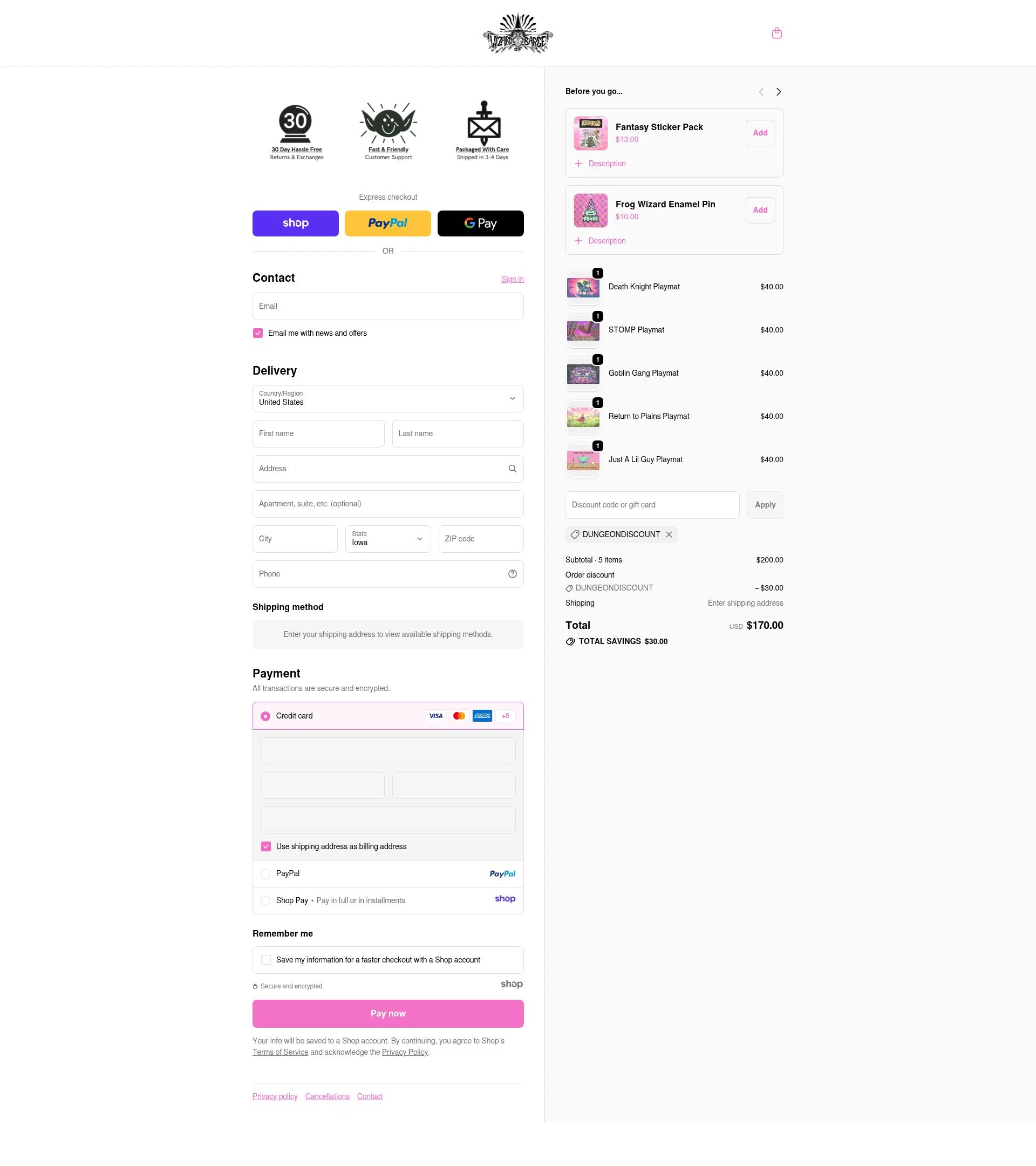 Wizard of Barge checkout page showing Wizard of Barge discount code box | Screenshot taken by SimplyCodes community member on Dec 4, 2025