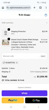 WJShome coupon verification screenshot