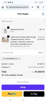 WJShome coupon verification screenshot