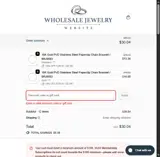 Wholesale Jewelry Website coupon verification screenshot