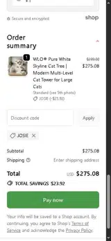 JOSIE coupon verification screenshot