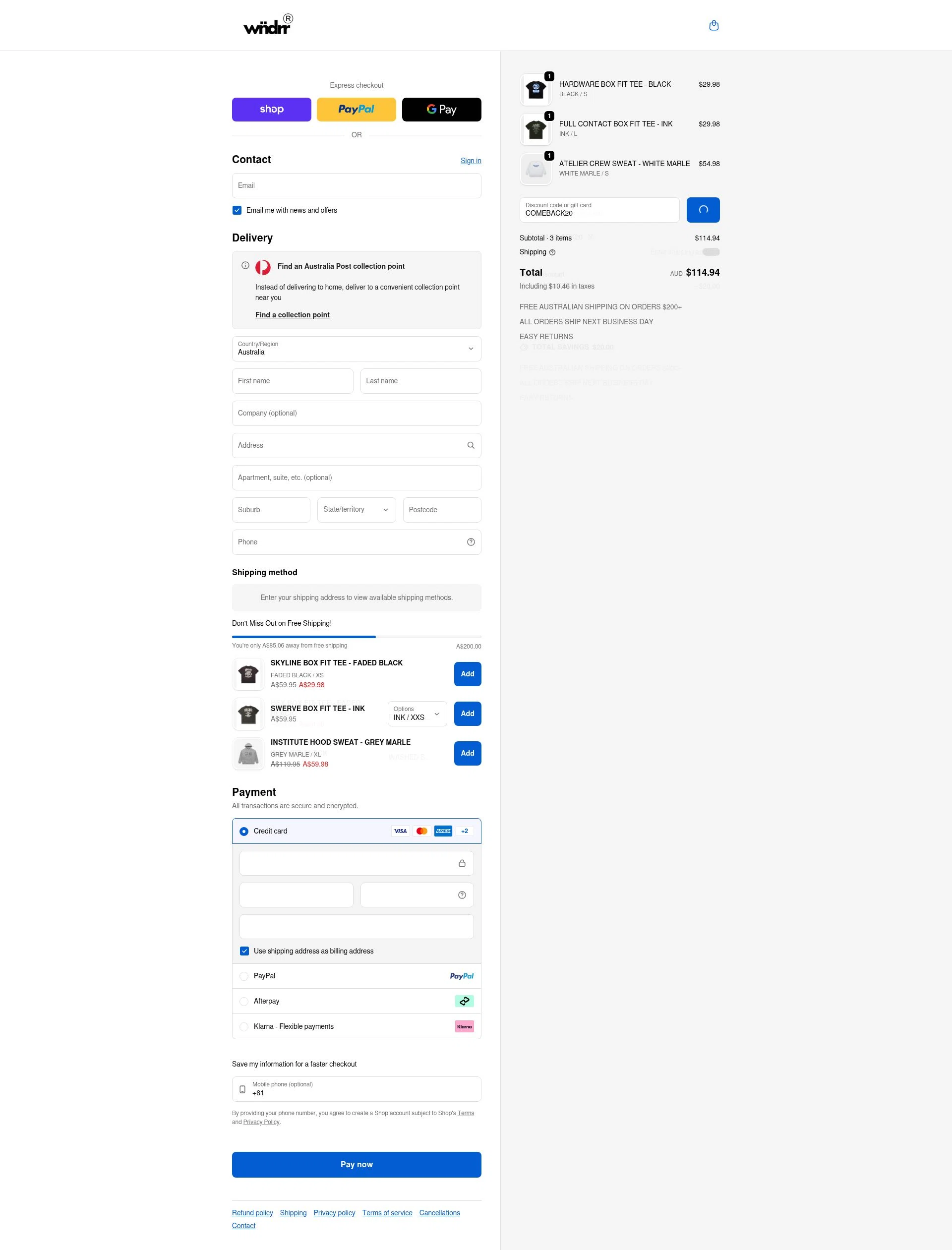 WNDRR checkout page showing WNDRR discount code box | Screenshot taken by SimplyCodes community member on Feb 12, 2026