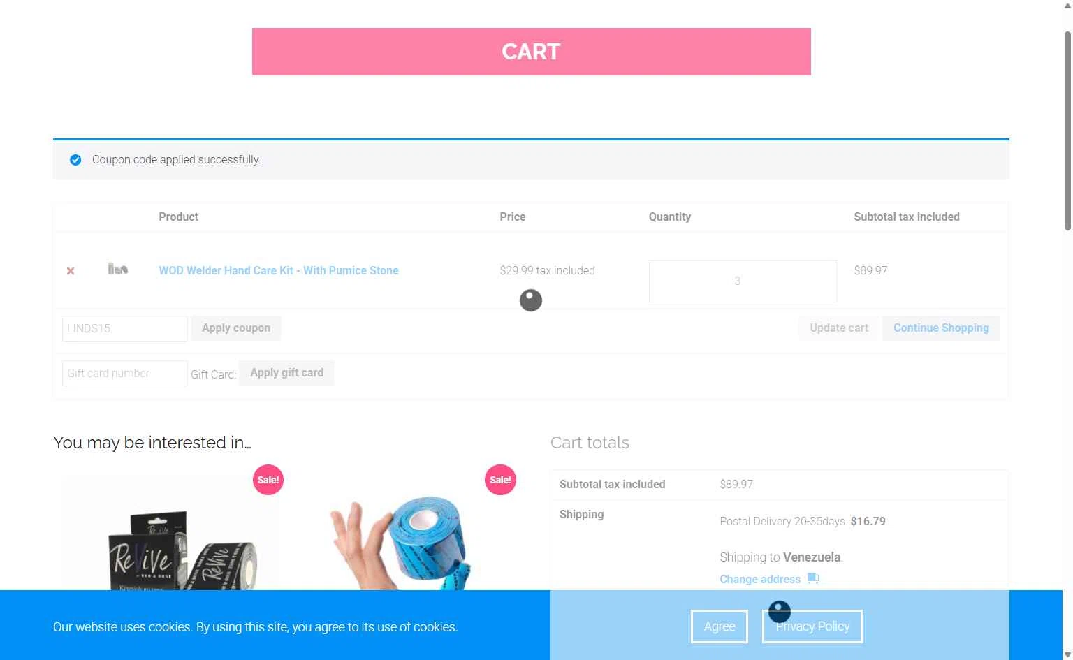Wod & Done checkout page showing Wod & Done coupon code box | Screenshot taken by SimplyCodes community member on Dec 15, 2025