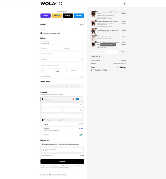 Wolaco checkout page showing Wolaco discount code box | Screenshot taken by SimplyCodes community member on Sep 12, 2025