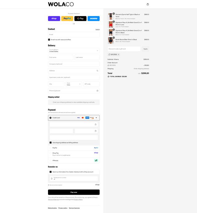 Wolaco checkout page showing Wolaco discount code box | Screenshot taken by SimplyCodes community member on Sep 3, 2025