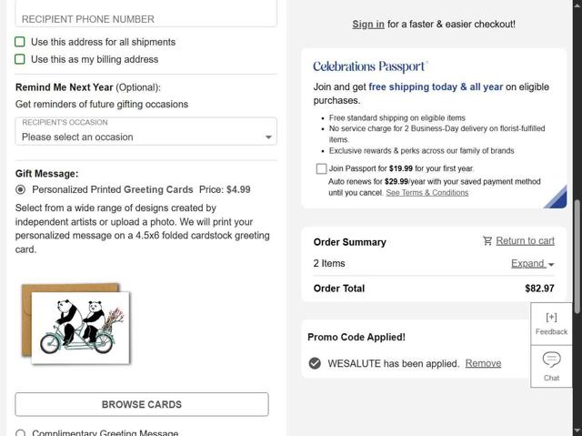 Wolferman's Bakery checkout page showing Wolferman's Bakery promo code box | Screenshot taken by SimplyCodes community member on Sep 5, 2025