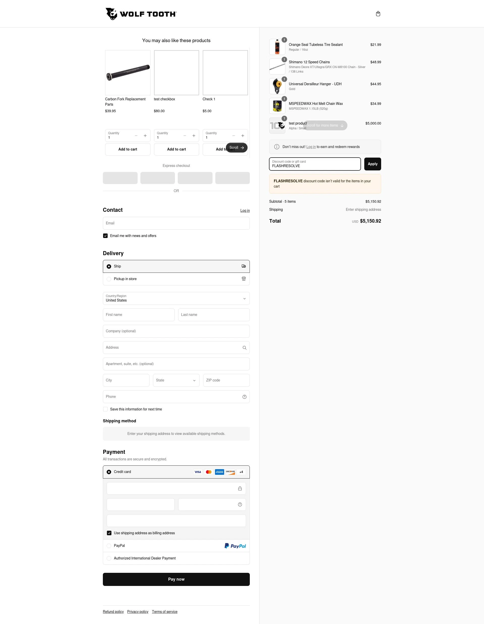 Wolf Tooth checkout page showing Wolf Tooth discount code box | Screenshot taken by SimplyCodes community member on Mar 7, 2025