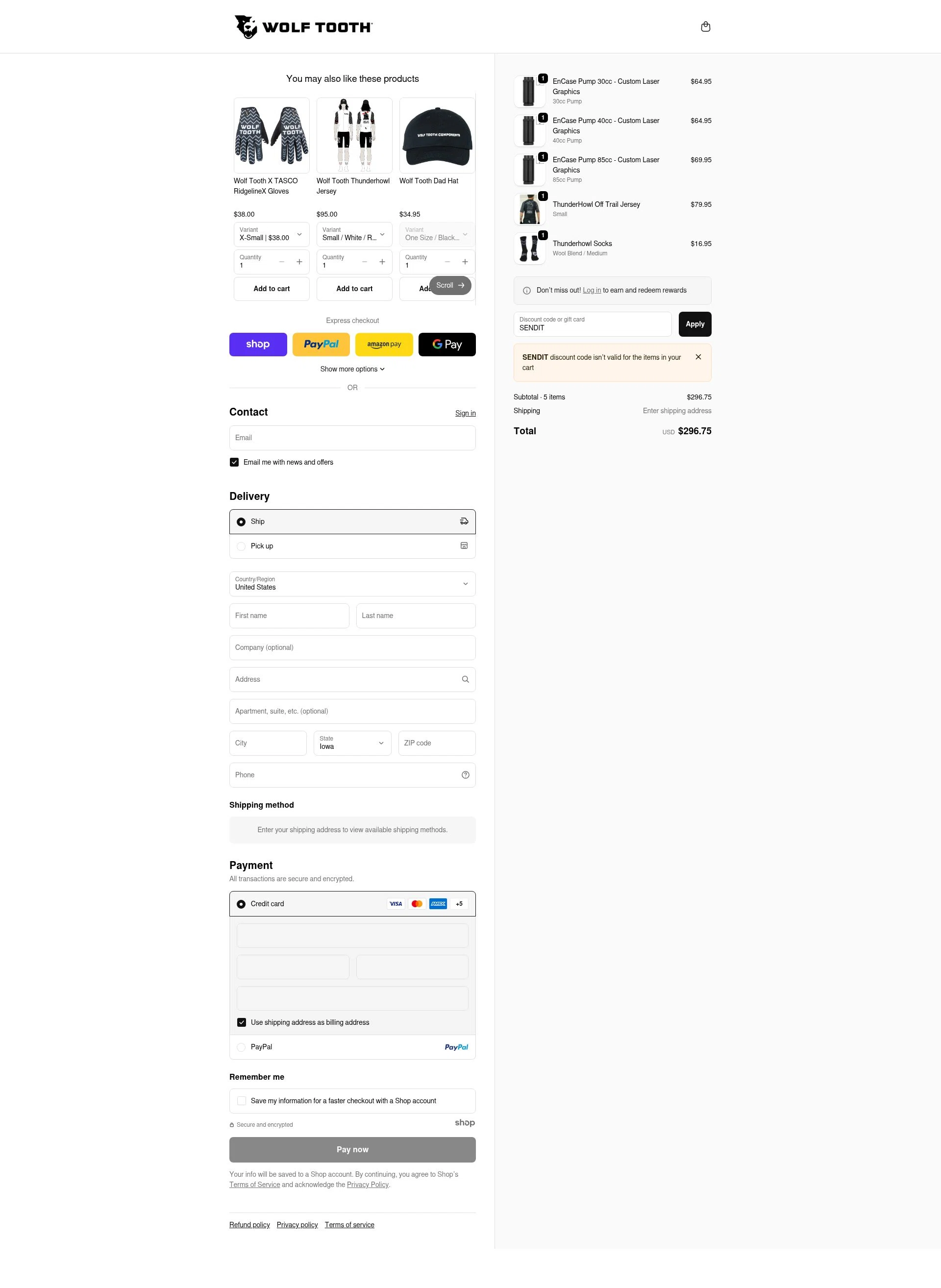 Wolf Tooth checkout page showing Wolf Tooth discount code box | Screenshot taken by SimplyCodes community member on Nov 28, 2025
