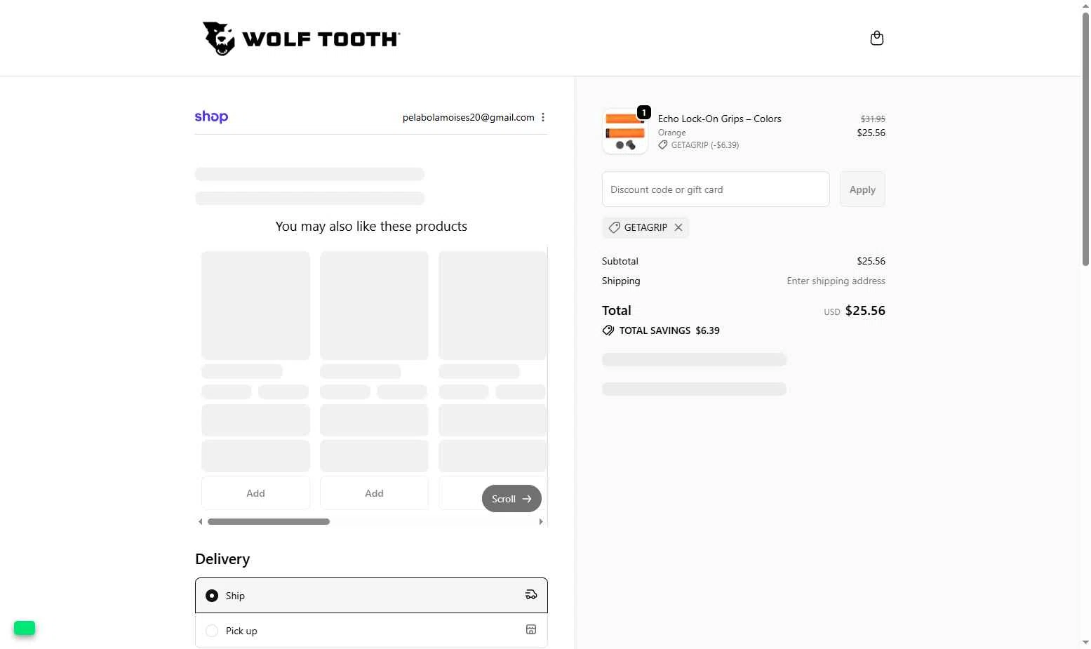 Wolf Tooth checkout page showing Wolf Tooth discount code box | Screenshot taken by SimplyCodes community member on Nov 30, 2025