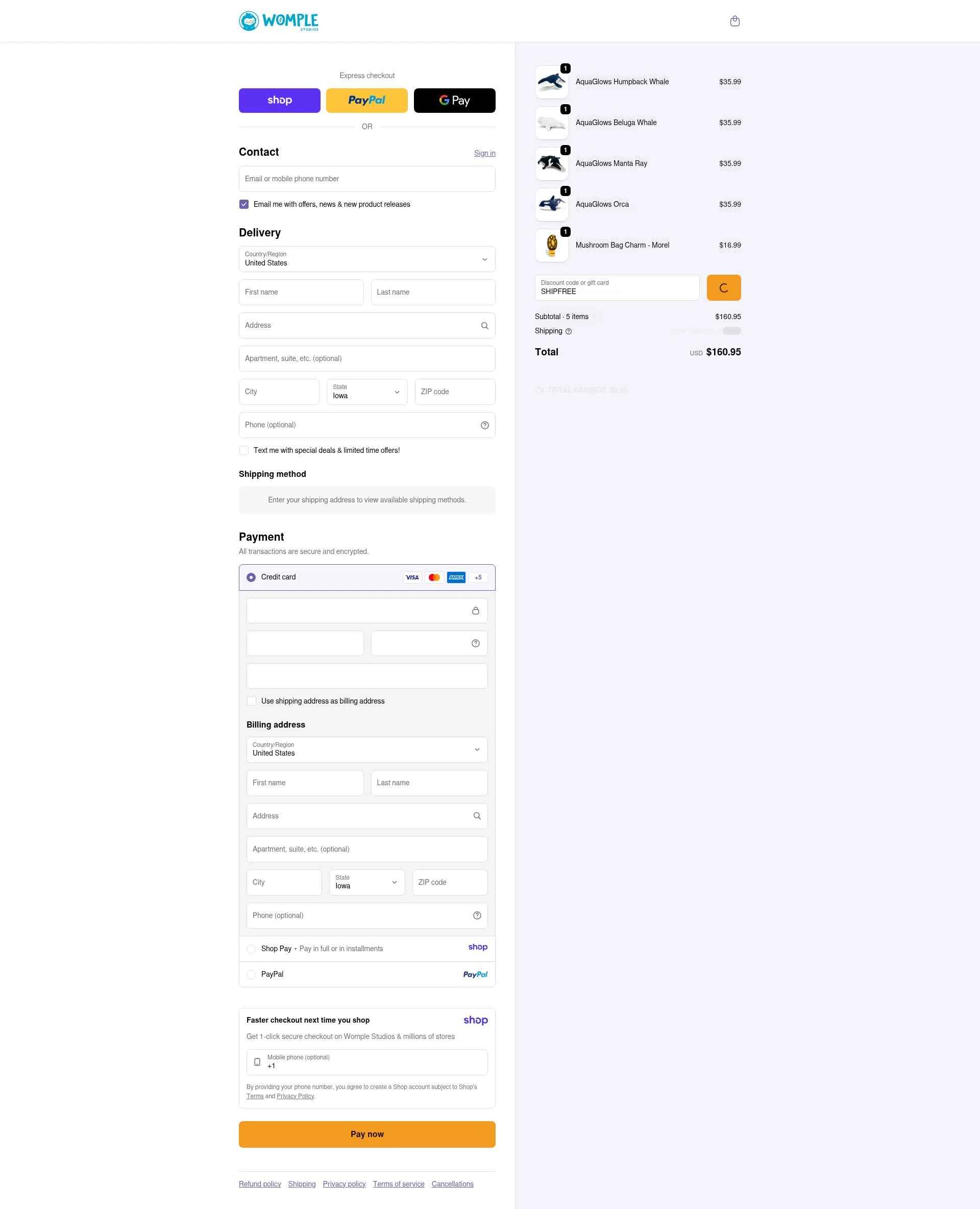 Womple Studios checkout page showing Womple Studios promo code box | Screenshot taken by SimplyCodes community member on Jan 10, 2026