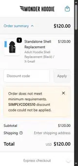 SIMPLYCODES10 coupon verification screenshot