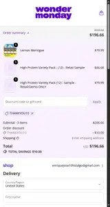 Wonder Monday coupon verification screenshot